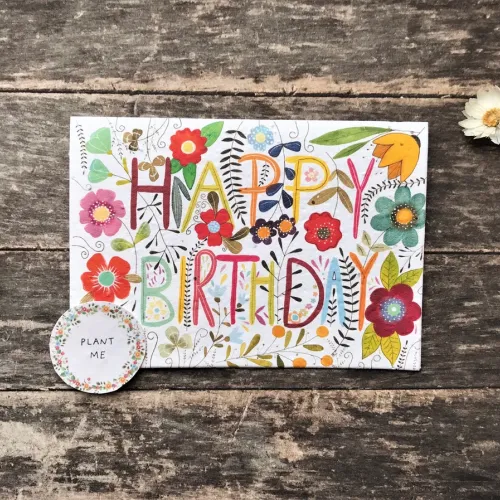 Plantable Happy Birthday Seed Card, Birthdays, Floral, Blank Inside